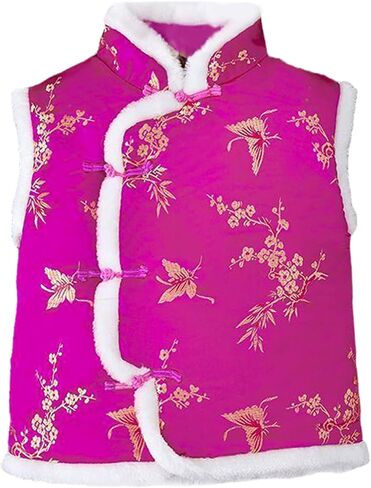 Toddler Kids Fleece Vest Coat 2025 𝗟unar Chinese New Year Sleeveless Traditional Tang Boys Jacket with Removable Hood in Saudi Arabia