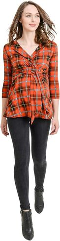Women's Maternity and Nurisng Blouse Tops - Front Tie Belt, 3/4 Sleeve, V-Neck, Breastfeeding in Saudi Arabia