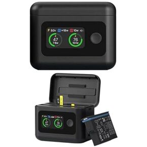 Battery Charger Set for Insta360 X5,Portable for Insta360 x5 Utility Fast Charge Case,Simultaneous Charging of 2 Batteries with Misro SD Card Slots,for Travel,Outdoor,Long-Distance Work (Black)
