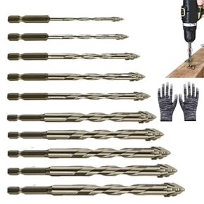 Four Blade Serrated Eccentric Drill Bit | TiN‑Coated High‑Hardness Wear‑Resistant Drill & Tap Combo | Universal Metal Wood Plastic Masonry Concrete | Assorted Diameter Set (3+4+5+6+7+8+10+12+14+16)