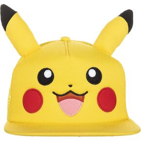 Pokemon Pikachu Big Face Cosplay Embroidered Snapback Cap Hat Licensed Yellow