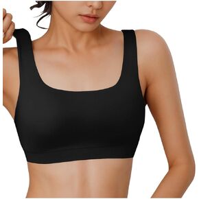 Women's Sports Bra Bikini Tops Athletic Swim Top Scoop Neck Bathing Suits Top Modest Padded Crop Tops Swimsuit Only