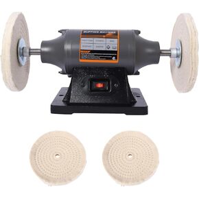 8-Inch Electric Polisher Benchtop Buffer with 4 Buffing Wheels for Polishing Metal, Jewelry, and Wood, Gray
