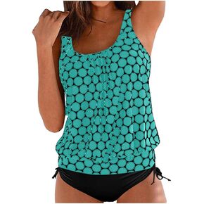 Plus Size Bathing Suit for Women Modest Two Piece Swim Suits Tummy Control Swimsuit Tankini Teen Swimwear with Shorts