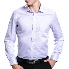 Men's Long Sleeve Button Down Shirts Solid Cotton Lightweight Slim Fit Shirts Classic Stylish Business Dress Shirt