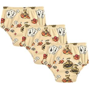 Moneybag Dice Card Beige Baby 3 Pack Pack Potty Training Pants Cotton Toildeet Training Woarn For Girls Toddler Boy