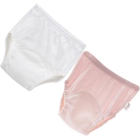 BESPORTBLE 2Pcs Reusable Girl Diaper Cotton Training Pant Breathable Washable Comfortable for Boy Girl Mixed Color for Travel and Daily Use
