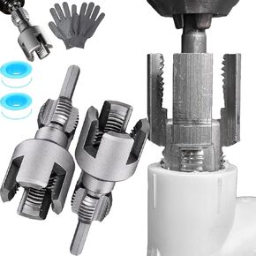 1/2 '' و 3/4 '' أنبوب المياه الداخلي والخارجي المتكامل ، 2 في 1 أداة خيط أنابيب داخلية وخارجية متكاملة ، مجموعة threader pvc المتوافقة مع الحفر الكهربائية (1/2 ''+3/4 ')