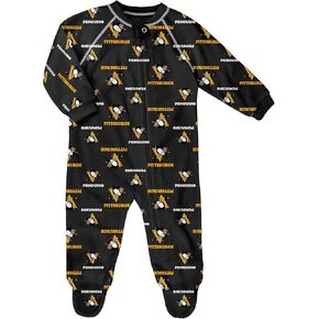 Outerstuff Newborn Pittsburgh Penguins شعار طباعة Raglan Romper - الحجم 3-6 أشهر