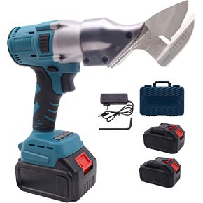 Cordless Electric Metal Shear with 360° Swivel Head – Rechargeable Sheet Metal Cutter Scissors for Steel & Aluminum, Includes 2×1500mAh Batteries & Charger – Blue