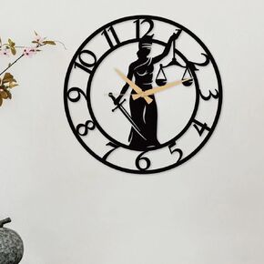 Themis Lady Justice Metal Wall Clock – Stylish Industrial & Modern Design, 35-100 cm (13.8"-39.4") – Premium Quality Steel, Easy Wall Mount, (50cm - 20 Inches)