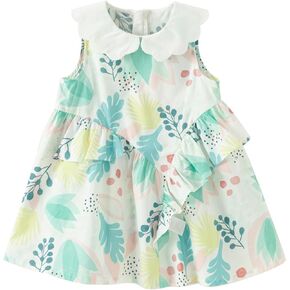 DAVE&BELLA Toddler Girls Boho Dress Sleeveless Floral Print Summer Princess Dress Baby Kids Casual Beach Sundress Playwear