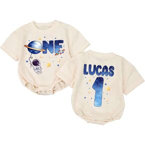 Personalized One Year Down Football Sweater Romper, First Birthday Outfit Boy