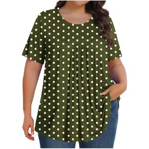 Womens Plus Size Tops Tunic Short Sleeve Crew Neck Shirts Casual Soft Solid Tshirt Striped Blouse Gradient Tunic Tees