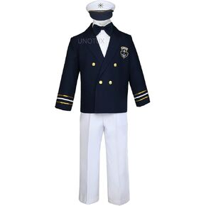 Baby Boy Toddler Captain Sailor Suit Formal Party Gift Nautical Outfits Navy M-7
