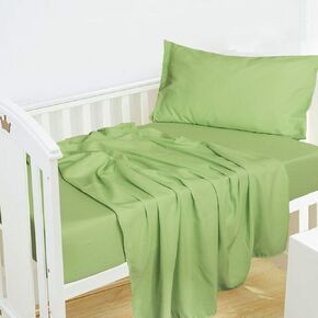 3 Piece Microfiber Bed Sheets Set, Super Soft and Fade Resistant Crib Sheet Set - Flat and Fitted Sheet, Pillowcase, Aqua