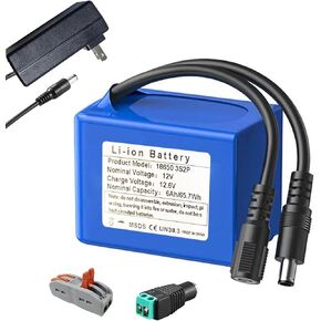 6000mAh 12V Lithium-Ion Battery Pack with Charger - Reliable Power Supply for RC Models Security Cameras Drones LED Projects Electronics & DIY Applications
