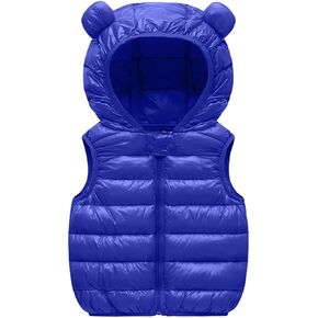 Baby Vest 6~12 Months Newborn Toddler Solid Color Sleeveless Zipper Hooded Ears Down Vest Down Jacket Boys Coats Size 14