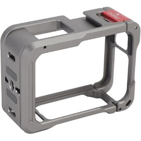 Aluminum Alloy Camera Protective Frame Cage for Action Camera 13, Wear Proof with Cold Shoe Mount and 1/4 Inch Screw Port, Convenient Side Window for Easy Access