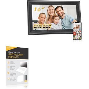 BoxWave Screen Protector Compatible With LiviNGPAi Large Digital Picture Frame (16 in) - ClearTouch Anti-Glare Privacy (2-Pack), Privacy Screen Protector Flexible Film Anti-Glare