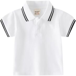 Toddler Baby Boys Polo T-Shirt Summer Fall Lapel Button Comfy Cotton Shirts Short Sleeve Tops 18 Months - 6 Years