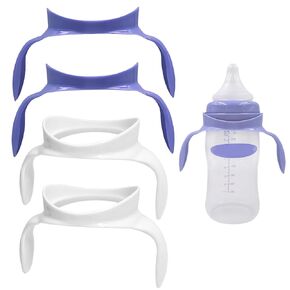 مقابض زجاجة الأطفال متوافقة مع زجاجات Lansinoh Baby ، حامل زجاجة طفل مريح لزجاجات Lansinoh ، 4 عبوات (أبيض وأزرق)