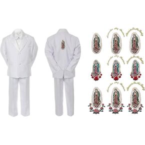 New Born Baby Kid Boy Teen Christening White Suit Gold Virgin Mary on Back SM-20