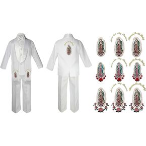 Baby Boy Baptism Formal Shawl Jacket Suit Gold Guadalupe on Stole & Back SM-20