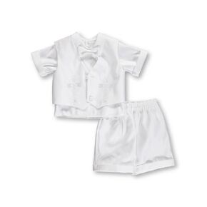 Baby Boys' "Braided Crosses" 4-Piece Christening Tuxedo - White, 12