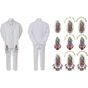 Baby Boy Communion Formal Suit Gold Guadalupe Maria Virgin Mary on Stole SM-20