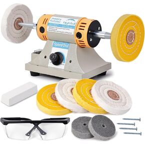 Jewelry Polisher Versatile Polishers & Buffers for Bench Grinder - Ideal for Jewelry Polishing and Finishing Jobs,With 6 Cloth Wheels, 2 Abrasive Fiber Wheels, Safety Glass, Polish Compound
