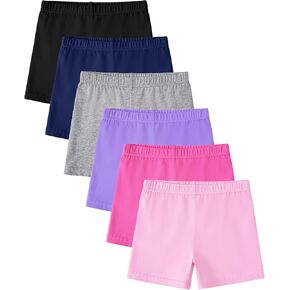 Witwot 6 Pack Baby Girl Bike Shorts Toddler Girls Cotton Dance Short Pants for Kids Solid Athletic Summer Cloth Size 18M-5T