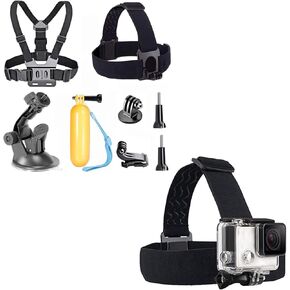 Chest Mount Strap Head Strap Suction Cup Floating Hand Grip Accessory Kit Compatible with Gopro Hero 13 12 11 10 9 8/AKASO EK7000/Brave 7 Brave 4/V50 Elite/Dragon Touch/Apexcam and More Action Camera