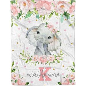 Arteaga Personalized Baby Blanket for Girls, Customized Floral Rose Blanket for Newborn, Super Soft Plush Fleece, 30''x40''