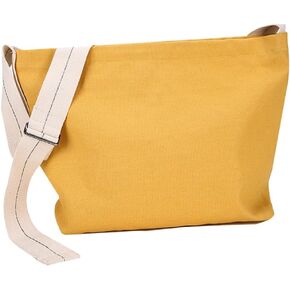 Casual Canvas Messenger Bag Lightweight Retro Shoulder Bag Yellow for Travel Daily Use