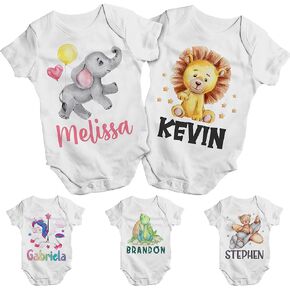 Generic Personalized Baby Onesie Gift for Girl/Boy w/Name - Customized Funny Babies Bodysuit/Clothes - Custom Infant White Romper Shower Christmas Gifts C1, Newborn, 6M, 12M, 18M, 24M