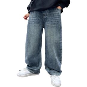 Boys' Jeans with Elastic Waistband Children's Spring/Autumn Denim Trousers Baggy Jeans Cargo Toddler Fleece Pants