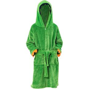 Kids Boys Girls 𝐁ath𝗿obe Toddler Tiger Print Hooded 𝗥obe with Belt 𝗣a𝗷amas Soft Fleece Unisex Baby Plush