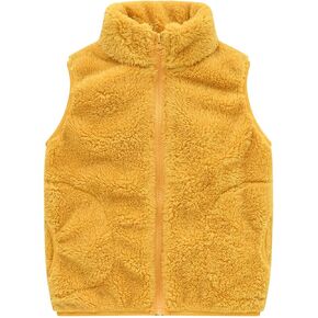 Fleece Vest Coat for Toddler Boys Solid Light Weight Stand Up Collar Zipper Jacket Winter Sleeveless Plush Ski Coats