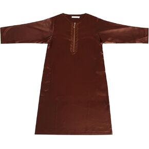 Boys Muslim Robe Arabic Thobe Ramadan Long Sleeve Stand Collar with Zip Kaftan Islamic