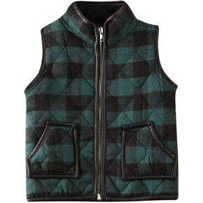 Kids Baby Girl Boy Buffalo Plaid Sweater Tops Zipper Front Vest Coat Warm Winter Clothes
