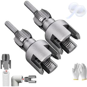 Integrated Internal & External Pipe Threading Tool, 2-in-1 Drill-Powered PVC Pipe Threader Kit with Various Die Sizes (1/2 3/4 NPT) for Home Repair (1/2in)