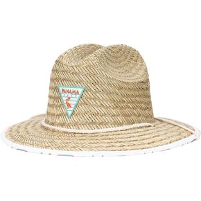 Panama Jack Kids Sun Hat - Straw Lifeguard, Surfboard Print Underbrim, UPF (SPF) 50+ UVA/UVB Sun Protection, 3 1/4" Brim