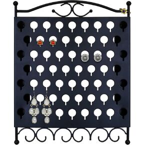 Mango Steam Slim Profile Wall-Mounted Jewelry & Earring Organizer (Peacock, Black)