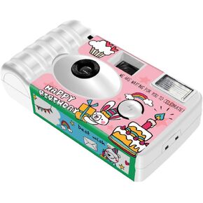 Happy Birthday Film Camera Single Time Use 18 Exposure Color Film Camera for Indoor and Outdoor Use Kids Present