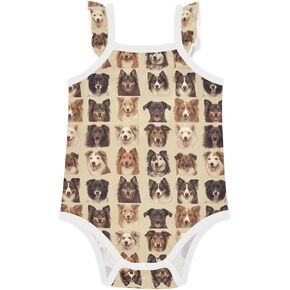 FRODOTGV Cute Dogs Beige Child Sleeveless Baby Bodysuits Cute Soft Baby Infant Outfits for Infant Toddlers 3M