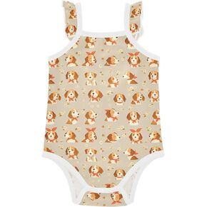 FRODOTGV Cute Dog Faces Baby Bodysuits Girl Cotton Clothes Cute Soft Toddler Sleeveless Clothes for Infant 3M