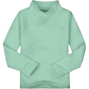 Toddler Turtleneck Shirts Cotton Long Sleeve Tees for Girls Boys Soft Layering Undershirt, Basic Solid Color Top Clothes