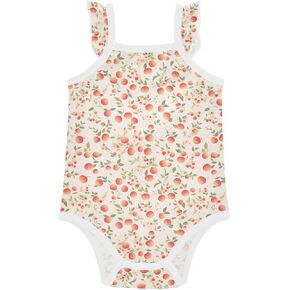 FRODOTGV Peaches Gingham Child Sleeveless Baby Bodysuits Cute Soft Toddler Girl Clothes for Infant 3M