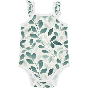 Wudan Retro Leaves Baby Bodysuits Girl Clothes Cotton Soft Baby Indoor Outdoor Outfit Toddler Romper 3M